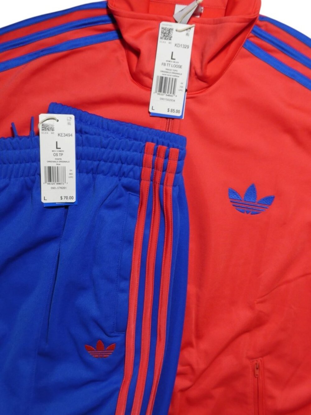 Adidas Tracksuit Set Womens Jacket L KD1329 Pants XL KE3494 Red Navy Blue - Picture 15 of 15